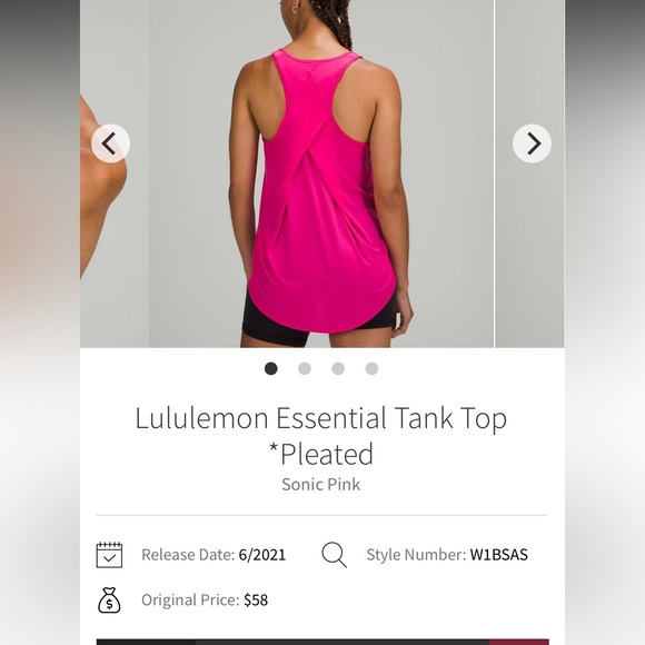 lululemon athletica Tops - Lululemon Athletica Pink Pleated Sleeveless Tank Top SIZE 6 TWO BLACK AND PINK